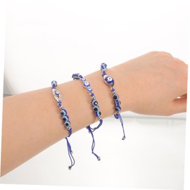 GAROZATION 3Pcs Evil Eye Beaded Bracelet for Women Decorative Wrist Jewelry Stylish Evil Eye Jewelry for Any Occasion Unique Bead Design