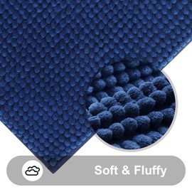 smiry Non Slip Chenille Bath Mat, 50 x 80 cm, Extra Soft Bathroom Mat, Super Absorbent Fluffy Bath Mats for Bathroom Floor, Machine-Washable Dry Bath Rug Foot Mat, Navy Blue
