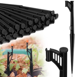 GlikCeil 25 Pcs Irrigation Drip Support Stakes 1/4 Inch Tubing Hose Holder Plastic Drip Lines Hose Ground Stakes for Gardens, Flowers, Plants, Vegetable