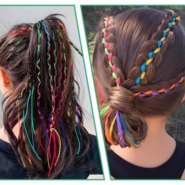Pack of 30 Hair Strands for Braiding, Hair Braids, Colourful, Gradient Hair Strands, Hair Gradient Colours, Hair Rope Band, Elastic Hair Band for DIY Hair Braiding