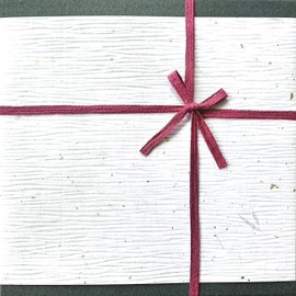 [Nousaku Red Cotton Ribbon Wrapping with Washi] KAGO Square L 9.8 x 9.8 inches (25 x 25 cm) Tin Basket L