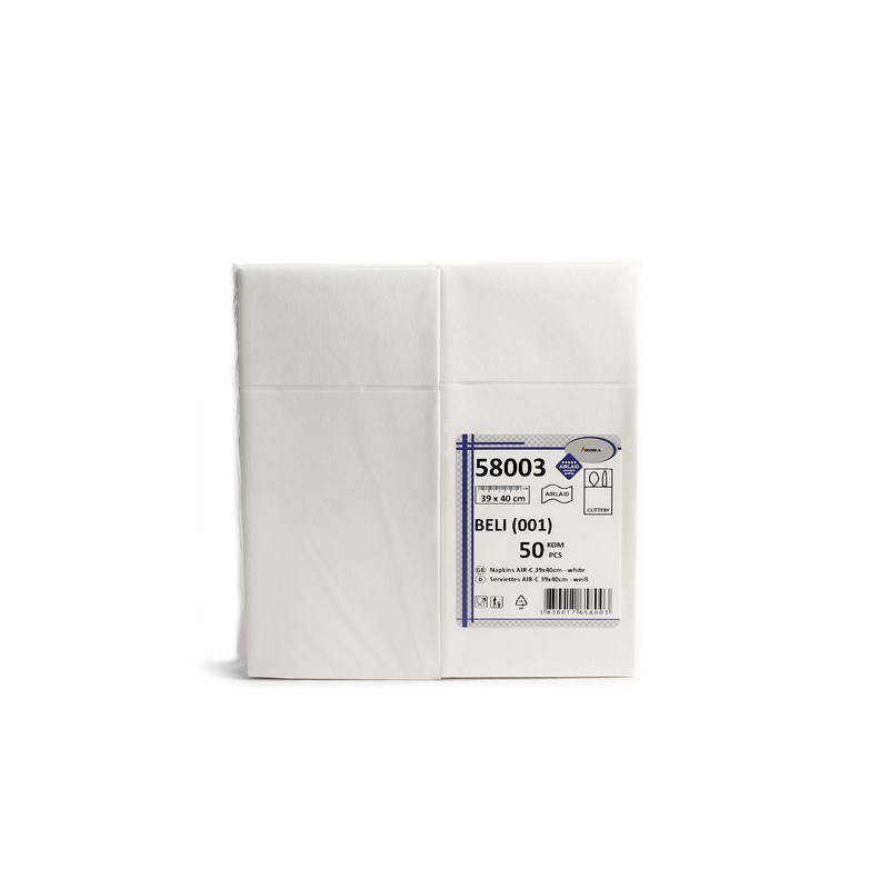 Airlaid Ready-Folded Napkins with Cutlery Pocket, Plain White, 40 x