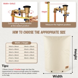 Backflow Preventer Insulation Cover - Water Pipe Insulation Sprinkler Cover for Outside - Insulated Backflow Cover Pouch for Irrigation Back Flow Valve in Winter or Sun Exposure (30" W x 24" H, Sand)