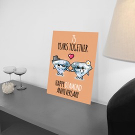 Stuff4 75th Anniversary Poster Unframed - 75 Years Together - Happy 75th Wedding Anniversary Cute Gifts for Wife Companion Partner Husband, 8x10 Inch Anniversaries Posters