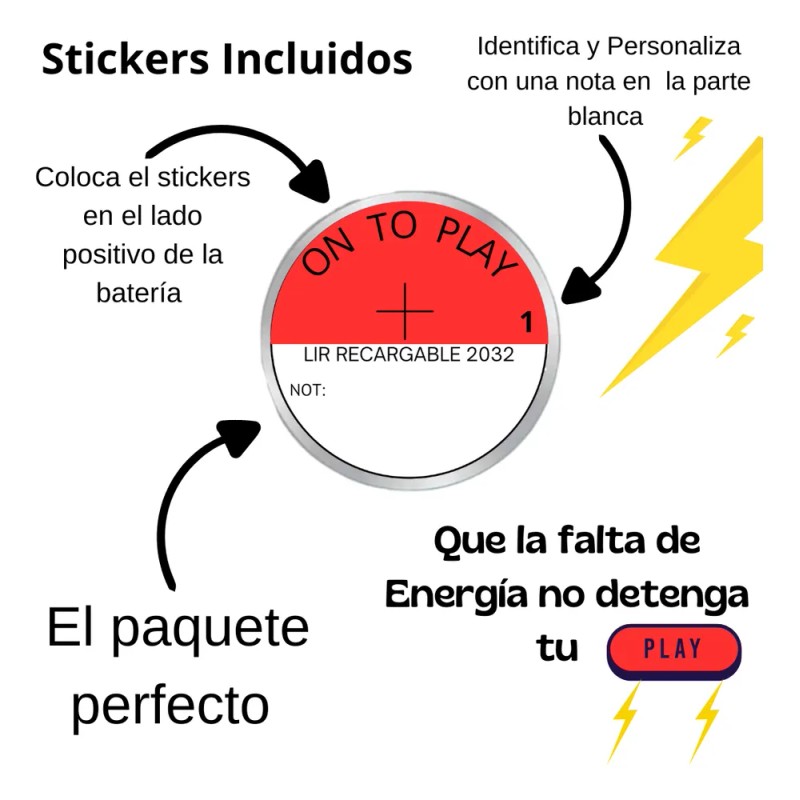 2 Pilas Cr2032 (equivalente A Lir2032) Recargables 3.6v