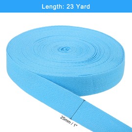 sourcing map 23 Yards Cotton Twill Tape, 1-inch Herringbone Webbing Ribbon Bias Binding Tapes for Clothes Sewing, DIY Crafting (Lake Blue)