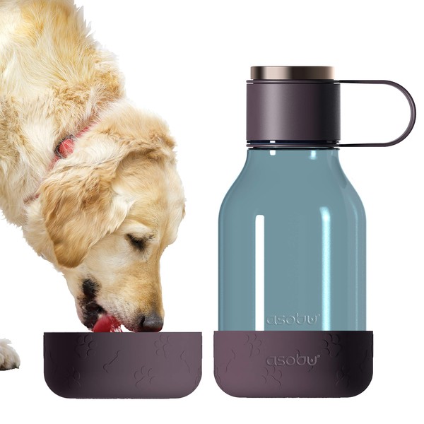 asobu Tritan Water Bottle with Dog Bowl Attached 50 Ounces (Burgandy)