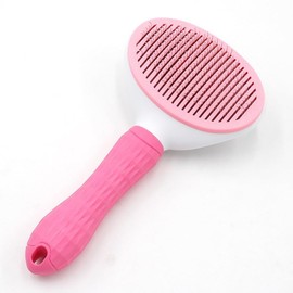 Loro Essentials, Self-Cleaning Slicker Brush Comb, Cat Dog Grooming Long Short Hair, Pet Shedding Massaging Tool One Key Self Clean Rabbits Dog Cat Hair Grooming Comb, paw Pet Stainless (Pink)