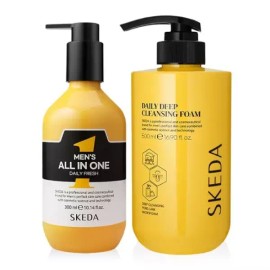 Skeda 스케다 남자 대용량 2종세트 클렌징폼+올인원) Skeada Men's Large Capacity 2-Piece Set (Cleansing Foam + All-In-One) [Basic Product]
