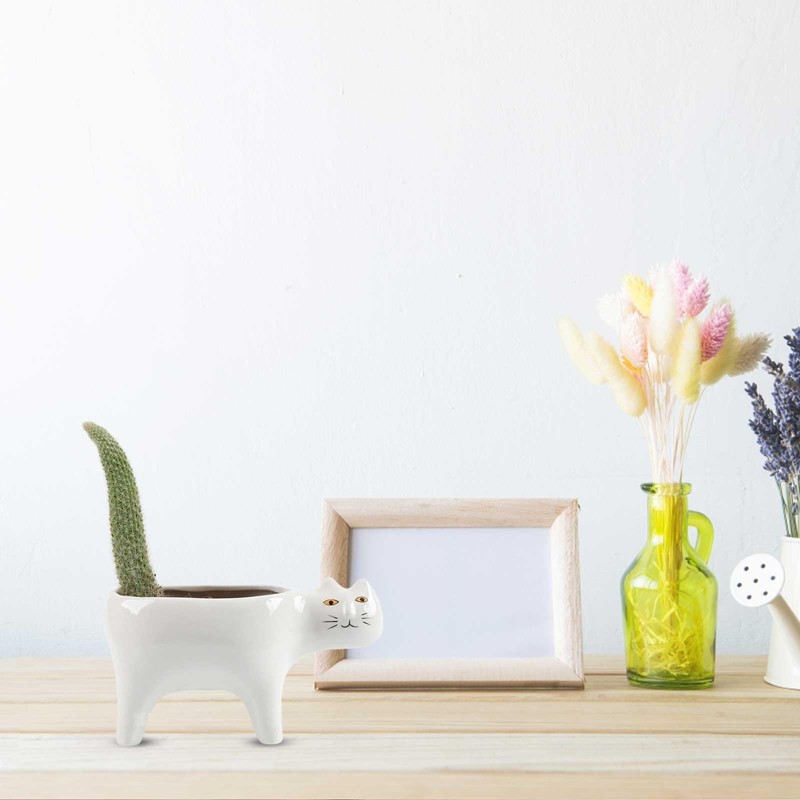 QUINTRA Cat Planter, Animal Succulent Pots, Ceramic Cat Mini Flower