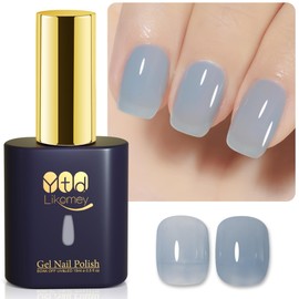 YTD Likomey Nude Gel Nail Polish,15ml Sheer Haze Blue Translucent Neutral Jelly Salon Home DIY Nails Art Manicure UV Nail Gel Varnish,LS432