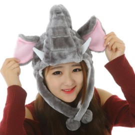 Uccellino Animal Headwear Hat Cold Protection Cosplay Halloween Animal Sheep Chick Elephant Costume (Elephant)