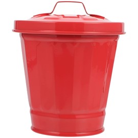 Hemobllo - Contenedor de basura de computadora, mini cubeta de basura con tapa, pequeño cubeta de basura de hierro para el hogar, cocina, oficina, encimera (rojo)