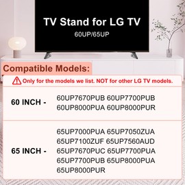 60 65 Inch 60UP/65UP Series TV Stand for LG TV Legs for 65UP7000 65UP7050ZUA 65UP7100ZUF 65UP7560AUD 65UP7700PUA 65UP8000PUA 60UP7670PUB 60UP7700PUB 60UP8000PUA Replacement Legs for LG TV with Screws