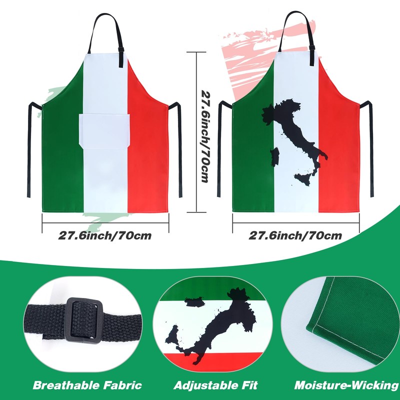 Kyson 6 Pieces Italian Flag Chef Costume Italian Pizza Chef