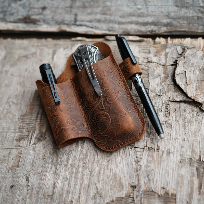 JJNUSA Multitool Leather Folding Pocket Leather Knife Sheath for 4"