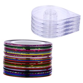 WOONEKY Nail Art Tape 120pcs Silver Thread Stickers Nail Strips Manicure Kit Easy Application