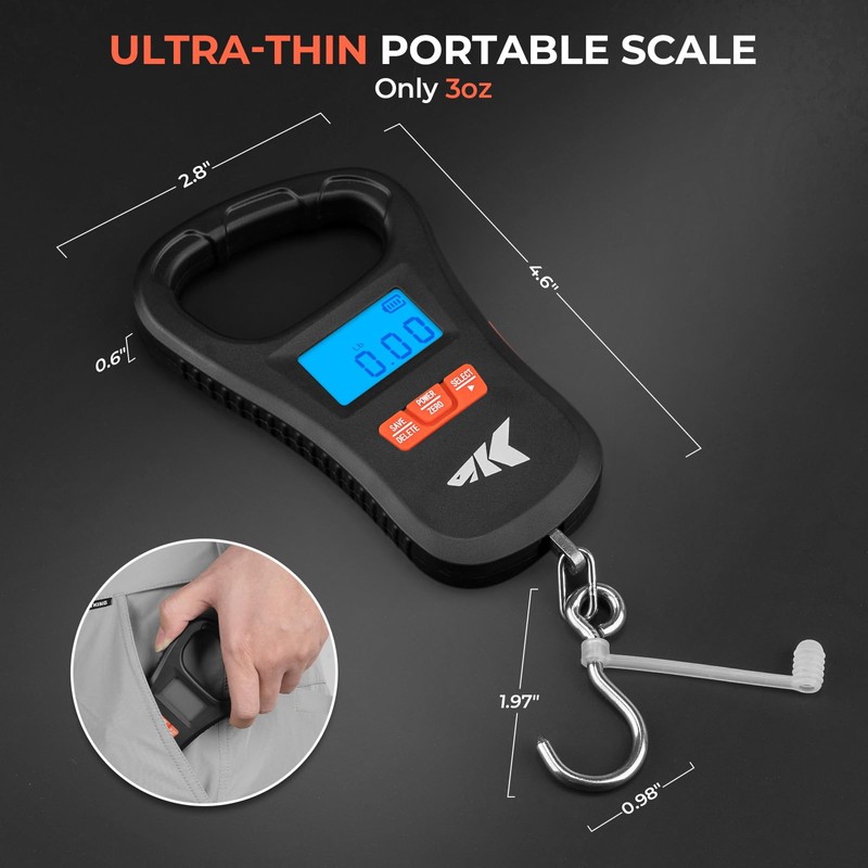 KastKing ToughTide Fishing Scale, USB Charging, 65lb Capacity, Ultra-Thin Digital