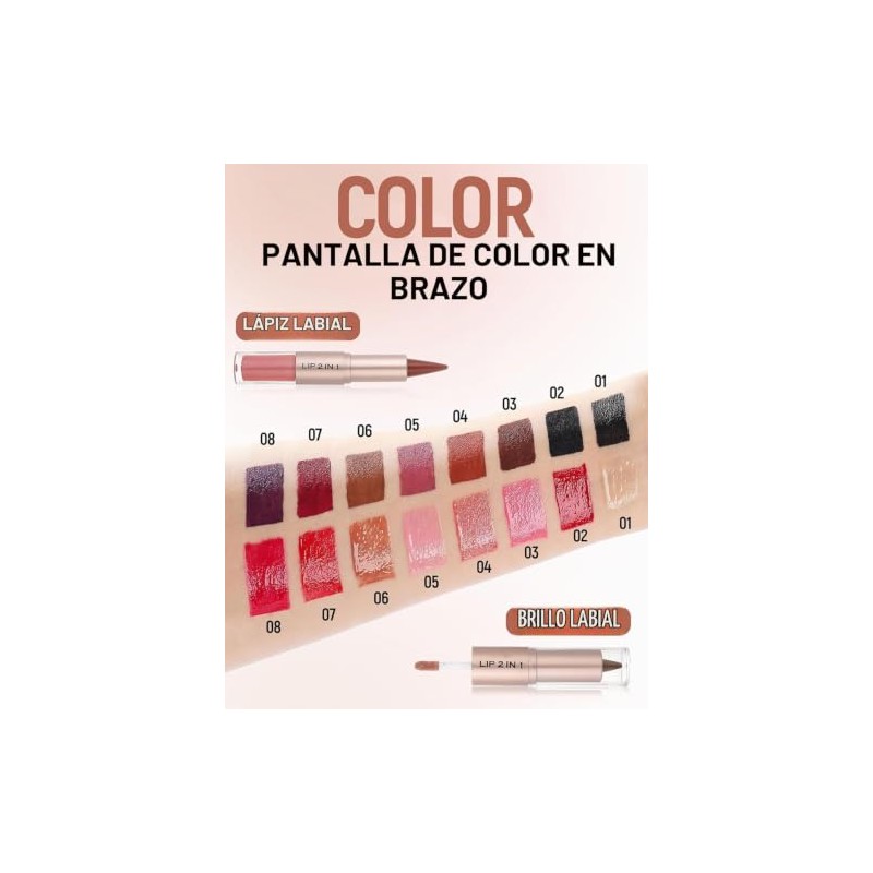 Lápiz de Labios y Pintalabios Líquido 2 en 1 con