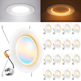 Sunco 16 Pack 6 Inch Recessed Light with Night Light, LED Can Lights Retrofit Lighting, 1000 LM, 12W, Selectable CCT 2700K/3000K/4000K/5000K/6000K, Dimmable, Damp Rated ETL.