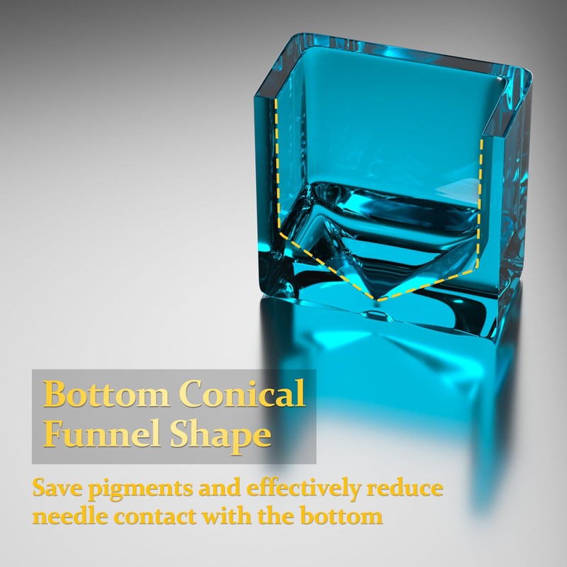 ATOMUS 200pcs Blue Tattoo Ink Cups Square Clear Pigment Cup