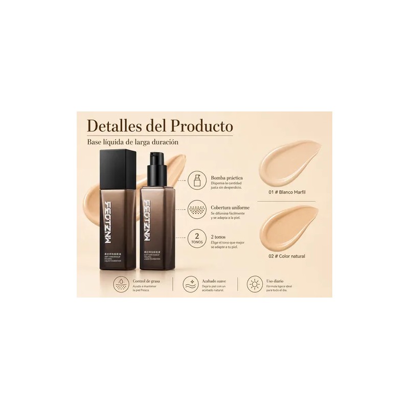 Base Maquillaje Feotznw Mate Tono Natural 30g Larga Duración