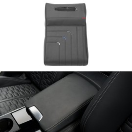 RATCHROLL Universal Center Console Cover Car Armrest Cover with Tissue Box Middle Console Cover Lid for Most Vehicle SUV Car Sedan 13.39"x8.66"x3.15" Gray Napa Leather,Memory Foam