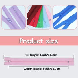 YAKA 60 Pack of 5 Inches Mix Nylon Coil Zippers Bulk - Supplies Zippers for Tailor Sewing Crafts (20 Color)