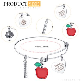 8 Pieces Teacher Appreciation Bangle Gifts Women Bangle Bracelet Graduation End of the Year Thank You Gift for Teacher(Cute Style)