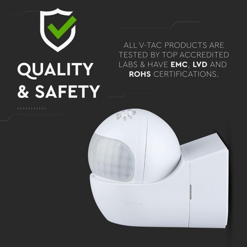 V-TAC - DETECTOR PRESENCIA ILUMINACION LED IR PIR VTAC 180