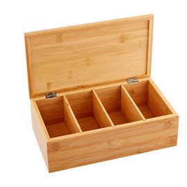 Teeverliebt Wooden Tea Box with 4 Compartments I Tea Box Storage for Tea I Wooden Tea Box for Filling and Gifting I Tea Bag Storage Box as a Gift Idea Souvenir and much more