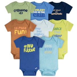 Onesies Brand unisex-baby 8-pack Short Sleeve Mix & Match Bodysuits, Cool Kids, 0-3 Months