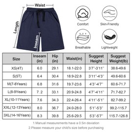 BIG ELEPHANT Kids Shorts, Boys Athletic Shorts with Pockets and Drawstring for Age 4-16 Years