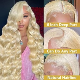 Koiaskral Blonde Wig Human Hair 13x6 22 inch Body Wave 613 Lace Front Wig Human Hair 200% Density Blonde HD Lace Frontal Wigs for Women
