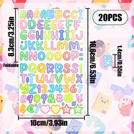 WELANE Number Alphabet Stickers, 1800 PCS Candy Color Letter and Number Scrapbooking Stickers for Sign, Notebook, Classroom Decor (20 Sheets, 2 Styles)