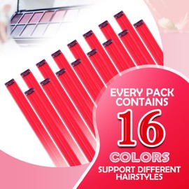 HappClan Red Hair Extensions, 16 Pcs Colorful Clip in Hair Extensions Synthetic, 22 inch Rainbow Hairpieces for Girls Women Kids Favor Gift & Cosplay Dress Up Fashion Party Birthday (Red Hair)