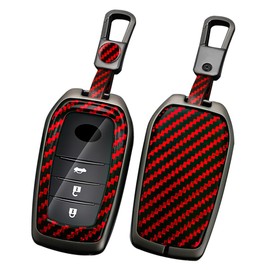ontto Metal Car Key fob Cover Fit for Toyota Land Cruiser 200 300 Prado Crown Yaris Cross Hilux Fortuner Camry Key case Keyring PVC Key Shell Holder keychian Accessories 2/3/4 Button Red