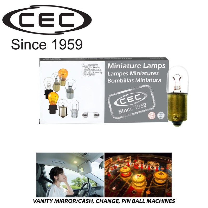 CEC Industries 755 Light Bulb, 6.3V, 0.945W, T-3.25 Shape, BA9s