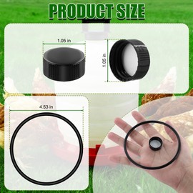 Plastic Poultry Waterer Replacement Parts Kit - 10 Caps & 4 O-Rings, Compatible with Miller, Little Giant PPF & Farm-Tuff 3/5/7 Gallon Poultry Founts (Black)