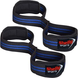 Shelly Weight Lifting Straps Figure 8 with Padded Cuff Wrist support Training Gym Straps Hand bar Grip Gloves Support Workout (Black Blue)