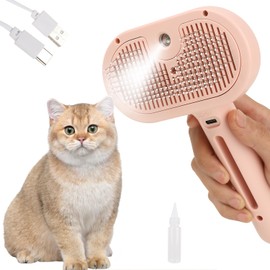 ORIGENCE Cat Steam Brush Steamy Cat Brush for Long Haired Cats,Dog Brush for Shedding Pet Grooming Brush Self Cleaning Pet Spray Hair Removal Comb Reduce Static Flying Hair Pink