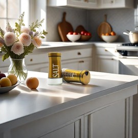 Pack of 2 Salt and Pepper Pots Salt and Pepper Shaker Salt and Pepper Set Salt Shaker Salt Pot Kitchen Accessories (Gold)