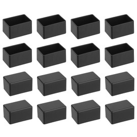 Sourcing Map 20Pcs Black PVC Rectangular Furniture Leg Caps, 1.5" x 1.5" Non-Slip, Anti-Scratch Floor Protectors