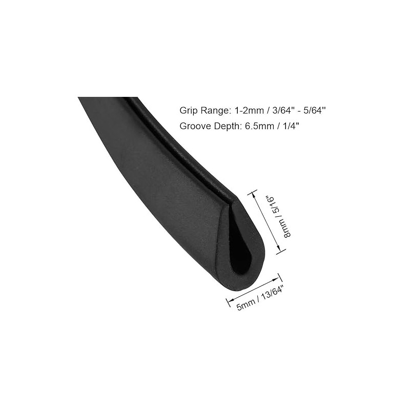 Boxonly U-Shaped Rubber Edge Sealing Strip Edge Trim 8mmx5mm Black