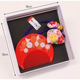 Matsumi Kougei Made in Japan Scent Sachet Half Moon Comb Fragrance Set 3.5x3.5x1.2 inches Red