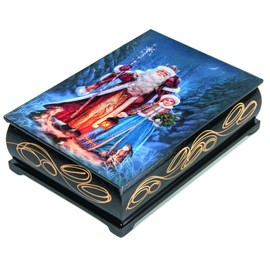Exclusive Decorative Wooden Jewelry Box Lacquer Box for Storage Snow Maiden Snegurochka Gift Box (Father Frost and Snow Maiden)