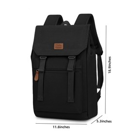 RELITRK Vintage Laptop Backpack Durable Canvas Backpack Travel Notebook Bag Lightweight Travel Daypack for Men Women. (Black)