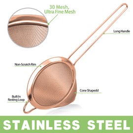 2 Pack Stainless Steel Small Food Strainer, Fine Mesh Sieve with Long Handle, Cocktail Strainer For Cocktails, Tea Herbs, Coffee & Drinks, Rust Proof & Great as Tea Strainer, 3.5inch