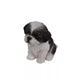 Hi-Line Gift Ltd. Pet Pals Shih Tzu Dog Garden Statue Puppy Garden Decor Brown/Black - Black/White Shih Tzu