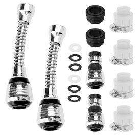 UOCAI Pack of 4 Tap Extension Hose, 360° Rotating Tap Extension, Kitchen Flexible Tap Attachment, Tap Extension, Anti Splash Tap Aerator for Kitchen Sink